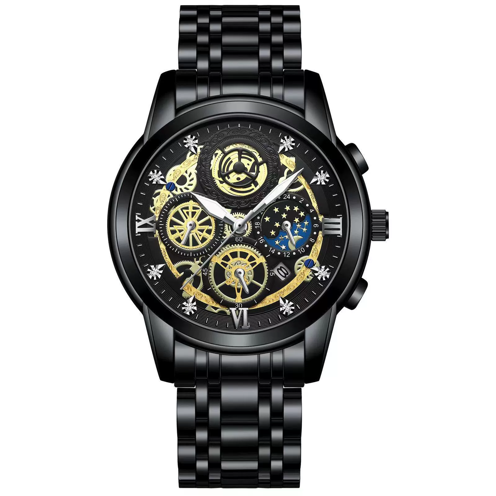 KASARO Waterproof Quartz Men's Watch - Trendy Design with Stylish Dual-Tone Bracelet