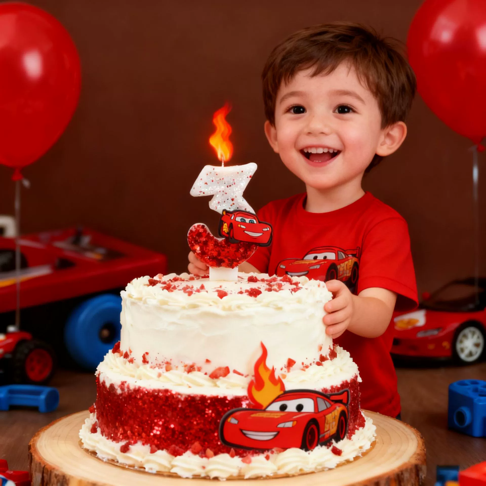 Кросс-бордерная e-commerce цифровая свеча 0-9 Машина Lightning McQueen праздничная свеча милый торт с электронной вставкой