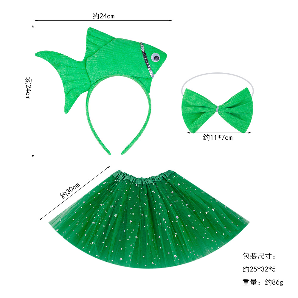 Wansheng rendimiento de la etapa tocado suministros de juego de Navidad peces animales diadema Vida Marina Goldfish diadema