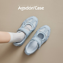 奥古狮登运动玛丽珍鞋女2025新款秋季平底厚底德训魔术贴休闲单鞋