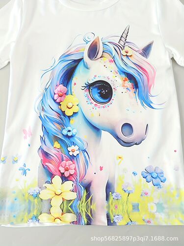A cartoon unicorn girl 3D digital casual short-sleeved T-shirt suitable for outdoor wear, cute cartoon print
