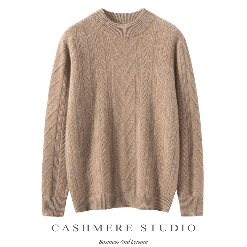 7-Pin Thickeneded Alalana 100% Pure Cashmere Sweater Men's Mid-Collar Long-Sleeved Business Casual Pullover Sweater