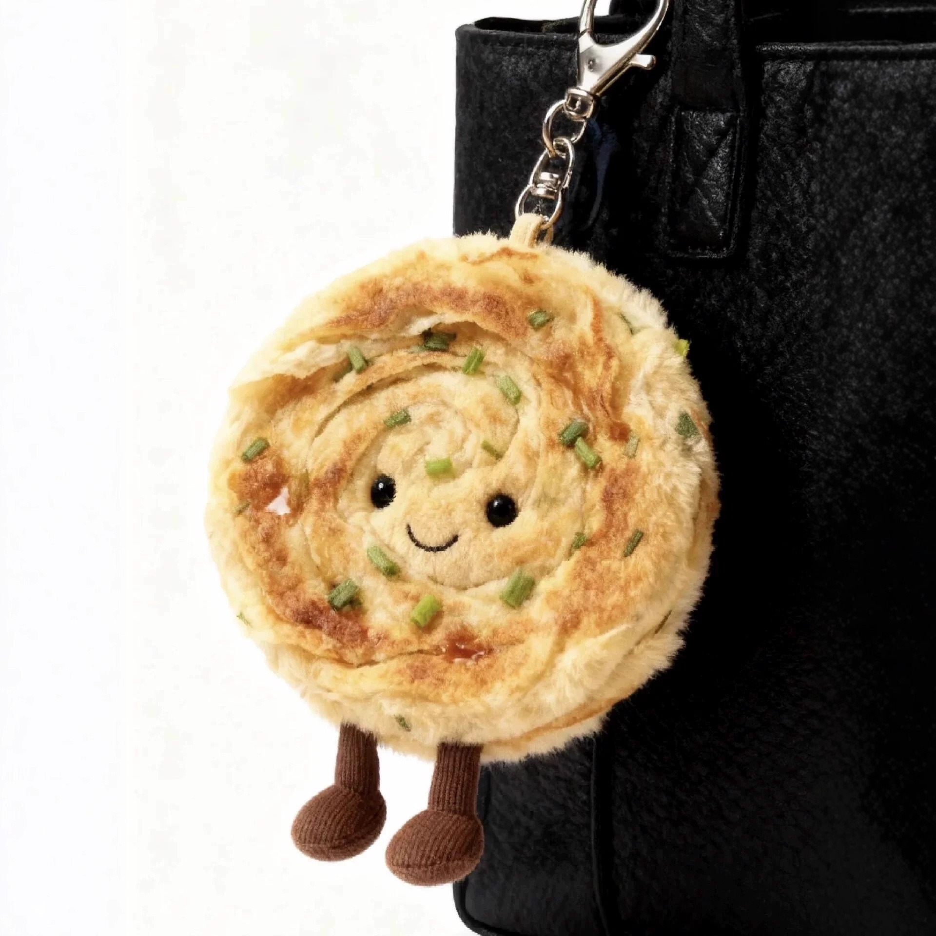 Cute Scallion Pancake Plush Pendant Creative Bag Pendant Keychain Food Toy Doll Holiday Gift Wholesale