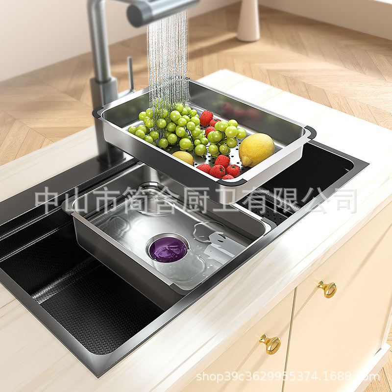 Stainless Steel Kitchen Basin, Rust-Proof, Thickened, Single to Double Sink, Universal New Model, Draining Basket Stainless Steel Kitchen Basin, Rust-Proof, Thickened, Single to Double Sink, Universal New Model, Draining Basket
