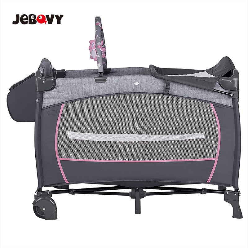 Cama plegable para bebés, mesa de pañales para bebés recién nacidos, cama de juego para bebés con cama grande plegable y multifuncional