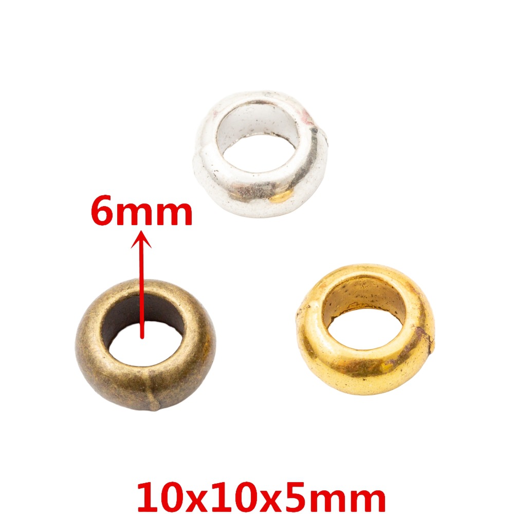 DIY复古锌合金饰品配件 10mm光面大孔珠 欧洲手链项链饰配3895
