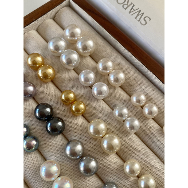 S925 Silver Stud Earrings for Women: Shijia Classic Round Design with High-Shine Pearls – Ear Clips for No-Piercing Wearers, Perfect for a Sophisticated and Versatile Look.