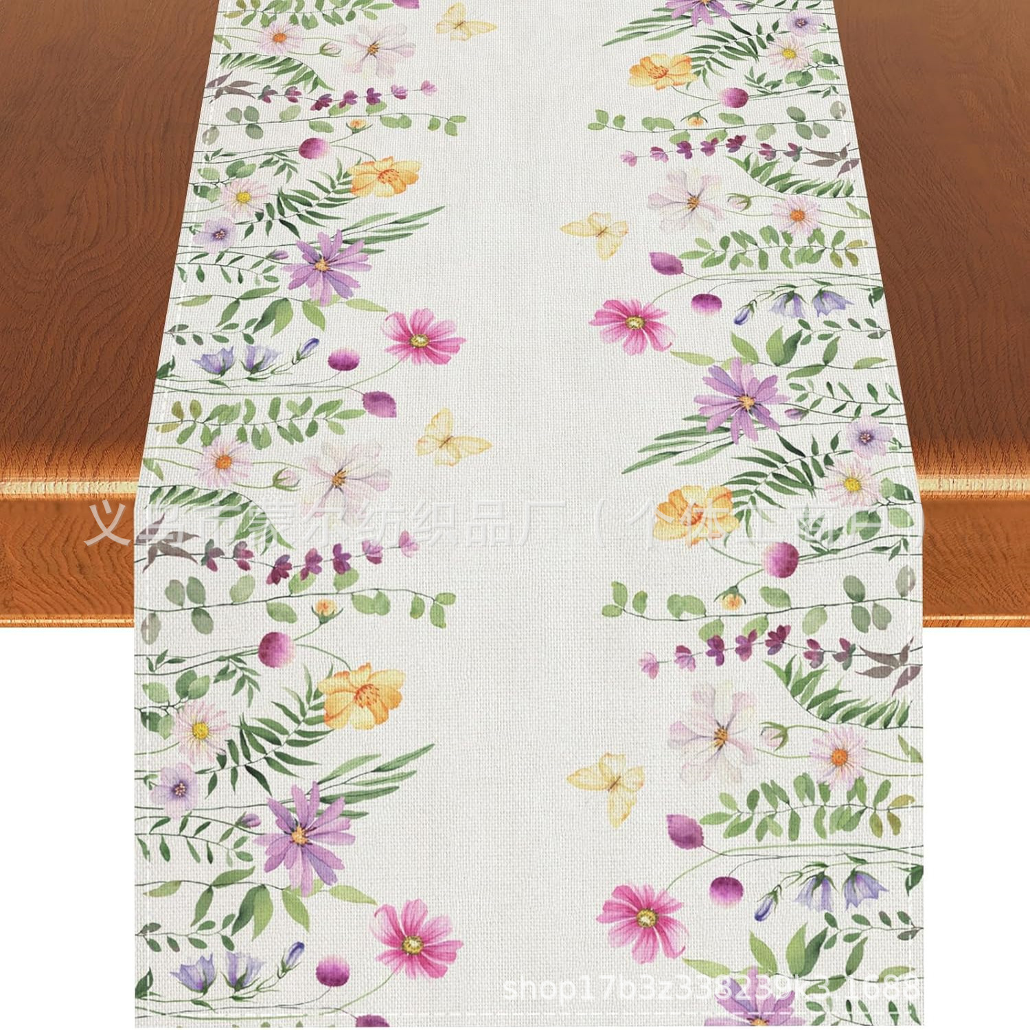 Hello Sunshine Imprint Table Bandera Transfronteriza Primavera / Verano Fiesta de la atmósfera Decoración de mesa de lino Floral Playa Mesa de mesa