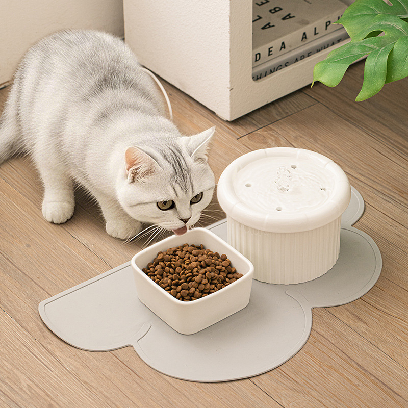 고양이 물 디스펜서 세라믹 애완 동물 물통 물 그릇 고양이 그릇 물 공급 흐름 자동 순환 식수 디스펜서 고양이 그릇
