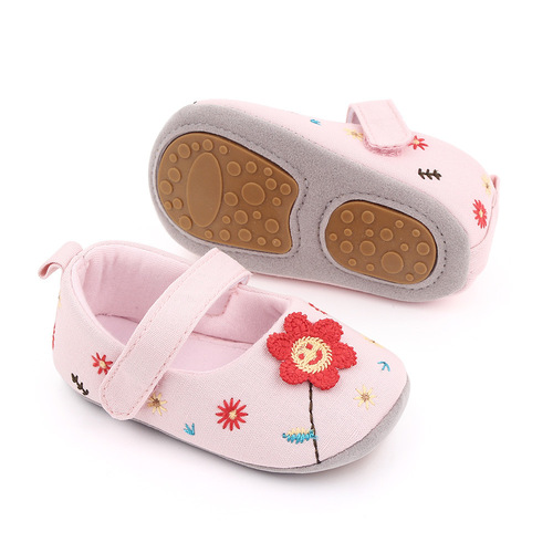 Spring and Autumn Little Flower Baby Princess Shoes Embroidered Baby Shoes Baby Shoes Soft Sole Toddler Shoes 2590