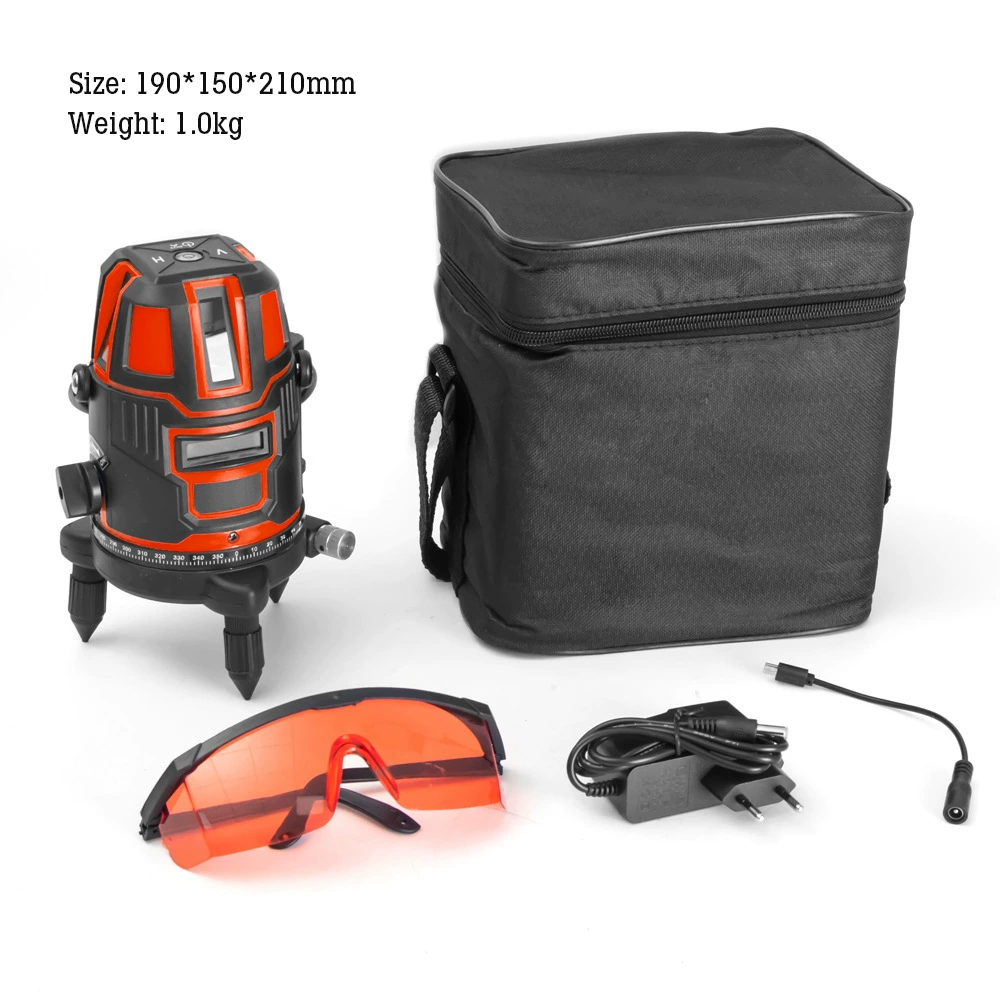 Laser Level (Hilda) 5-line Self-leveling, Red/Green/Yellow Laser, Separate Battery Option