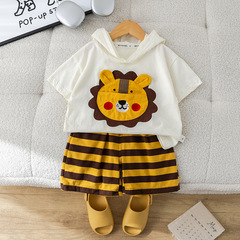 兒童夏季洋氣條紋休閒時尚套裝夏季潮新款韓版寶寶短袖短褲兩件套
