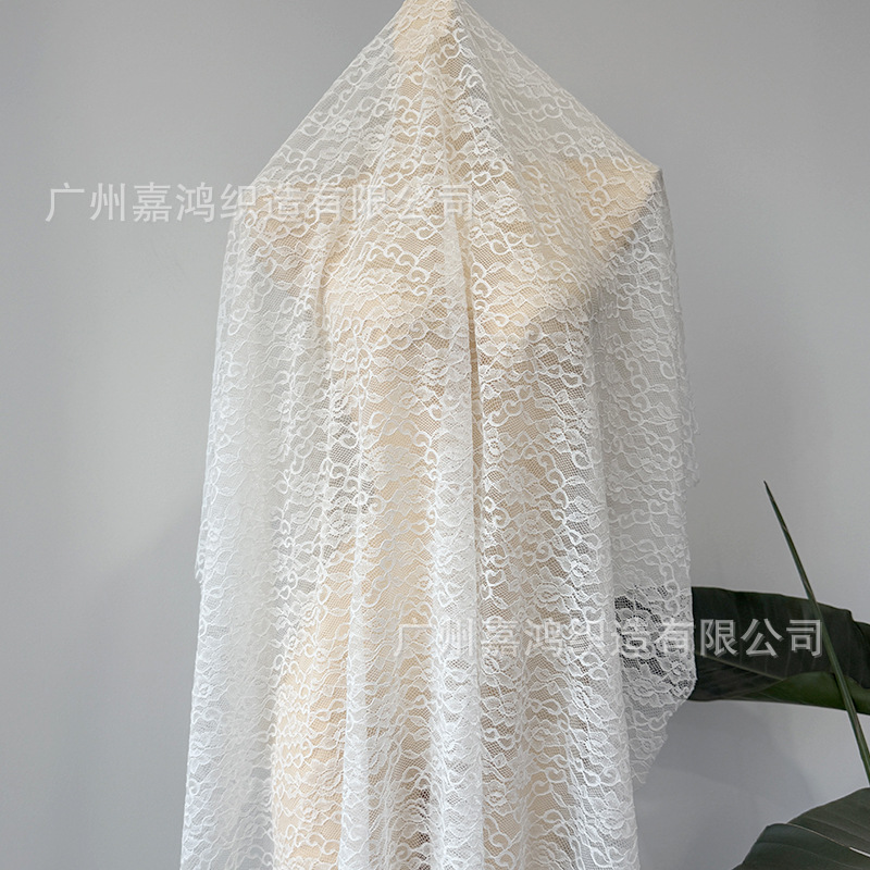 Tejido de encaje de flores pequeñas, encaje elástico de poliamonio, vestido, ropa de mujer, tela de fondo en stock