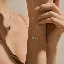 蓝菁 跨境新款时尚豌豆荚手链 女式镶钻手镯 ins风法式百搭手链