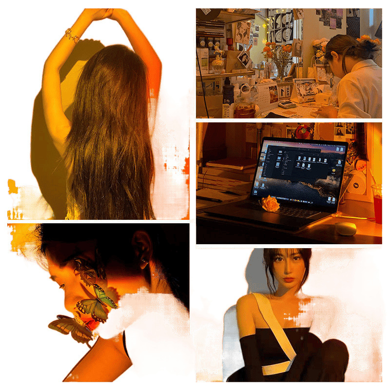 Luz de puesta de sol Red Luz de puesta de sol roja Foto Luz de puesta de sol Luz ambiental Sala de estar Dormitorio Arte Luz de mesa de puesta de sol