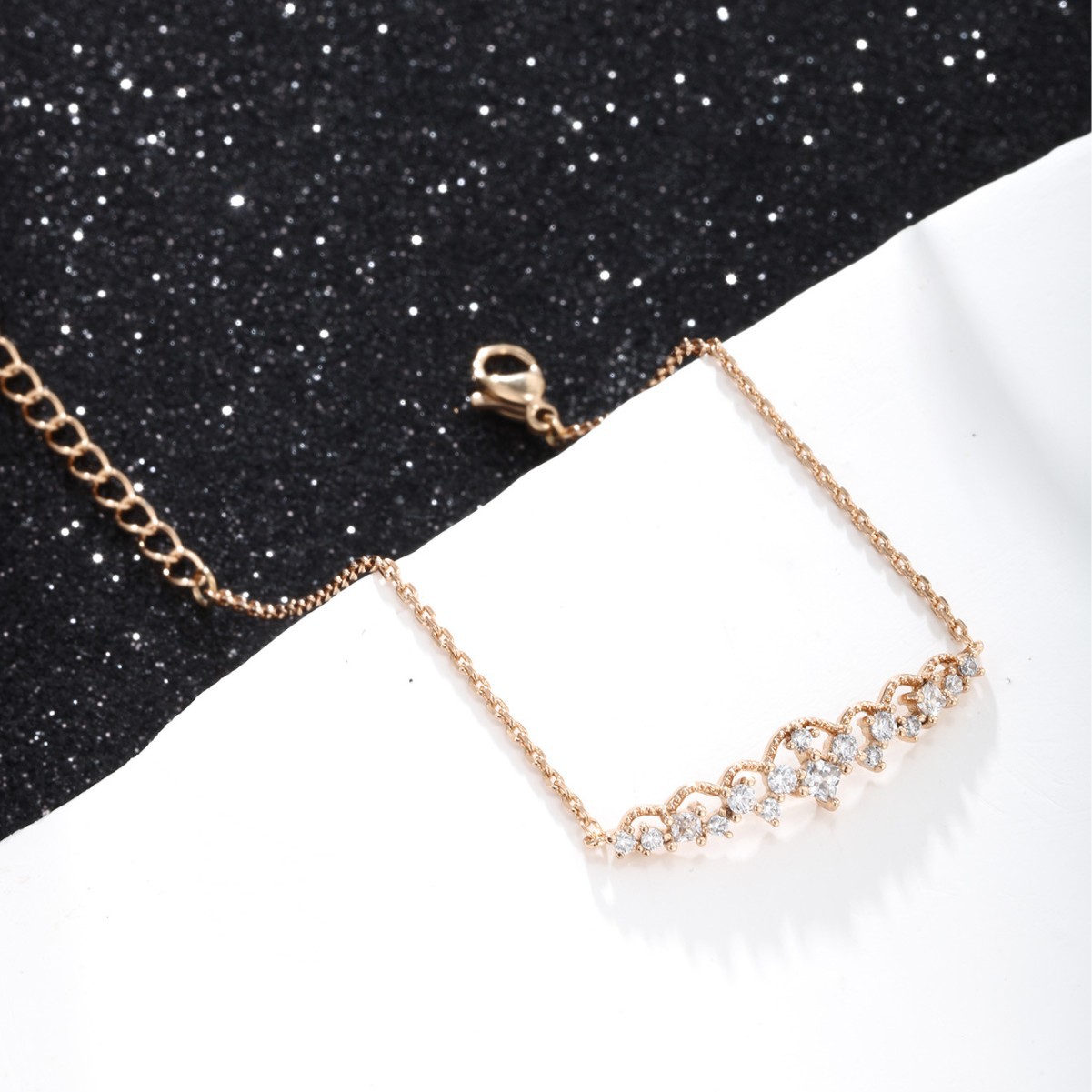 Xuping nueva pulsera de zircón redonda transfronteriza de estilo femenino minimalista de alta sensación de joyería de aleación de cadena O