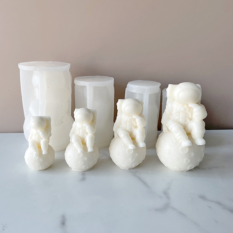 Jiahuimei Luna astronauta cubo de hielo molde DIY dibujos animados mini astronauta aromaterapia vela silicona abrasivo herramienta