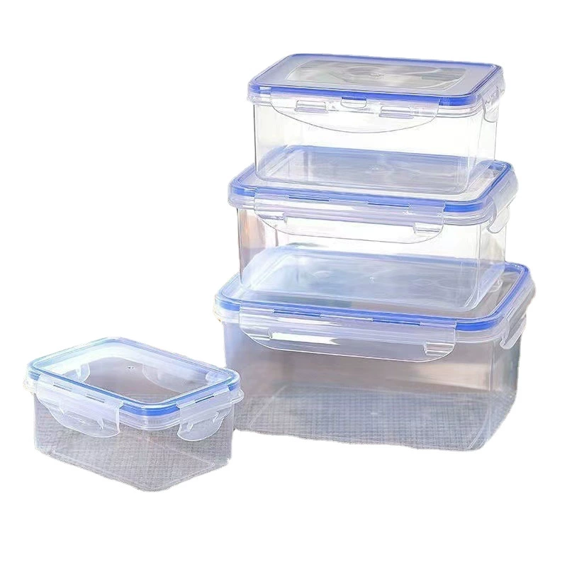 Transparent rectangular food storage box, thick plastic, multiple capacities 350–2500 ml
