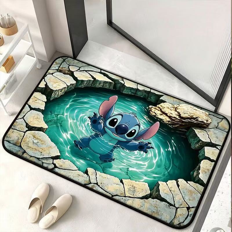 Transfronterizo 3D visual tarjeta de esterilla antideslizante esterilla de baño ventilada esterilla de suelo de inodoro de absorción de agua puerta de entrada esterilla de suelo de barro de algas image 20