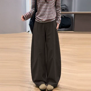 美拉德棕咖色弯刀工装裤女秋2026新款今年流行爆款宽松垂感阔腿裤