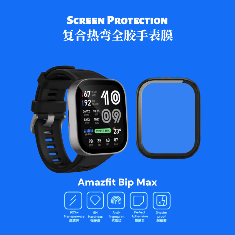 Suitable for Amazfit Huami BipMax screen protector, high-definition PMMA material, GTR3Pro watch composite film