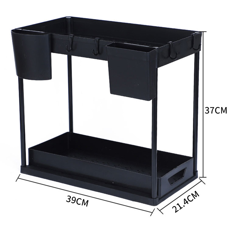 Amazon extraíble mesa de especias estante fregadero de la cocina de almacenamiento extraíble de doble capa de almacenamiento estante de almacenamiento condimento rack de almacenamiento image 8