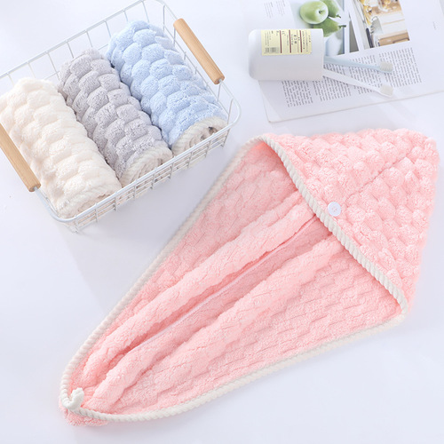Women's Wholesale Dry Shampoo Hat, Cloud Pattern Coral Fleece Soft Absorbent Dry Shampoo Towel, Hair Covering Bath Cap