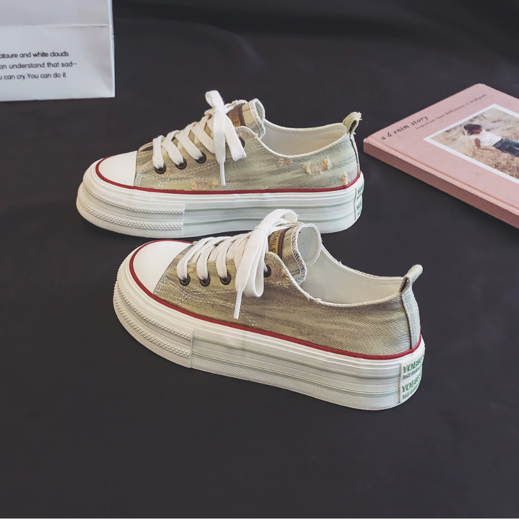 Спот 2024 весна и лето новая студенческая повседневная дикая низкая джинсовая обувь холст женский H1305