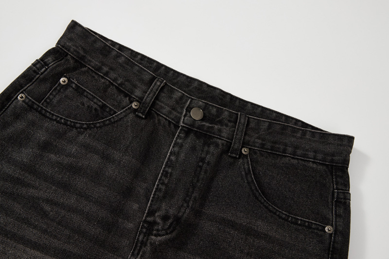 Men's Clothing Black Flared Jeans High Street Y2K Distressed Vintage Washed Clean Fit American Menswear_mkmklike.com