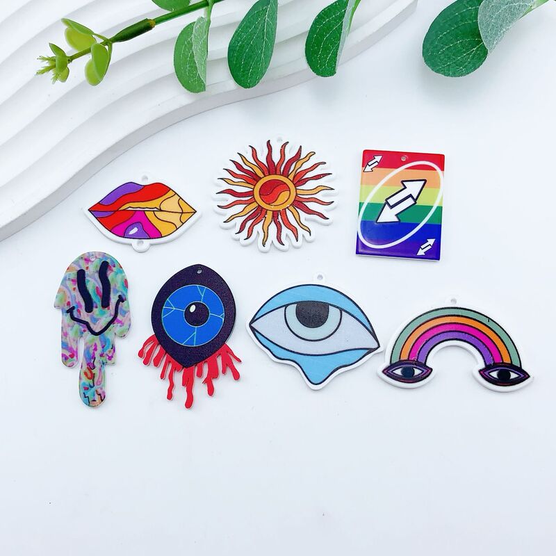 Acrylic creative single-sided eye ghost Rainbow printing pendant DIY earrings necklace Jewelry pendant material Acrylic creative single-sided eye ghost Rainbow printing pendant DIY earrings necklace Jewelry pendant material