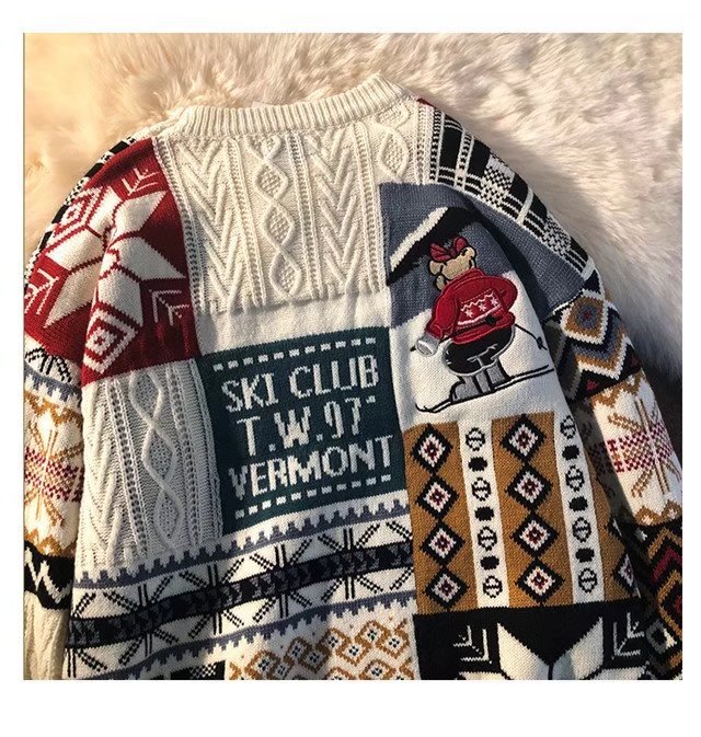 Men's Clothing Christmas sweaters outfits bear jacquard inner wear and outer wear trendy brand sweaters_voghion.com