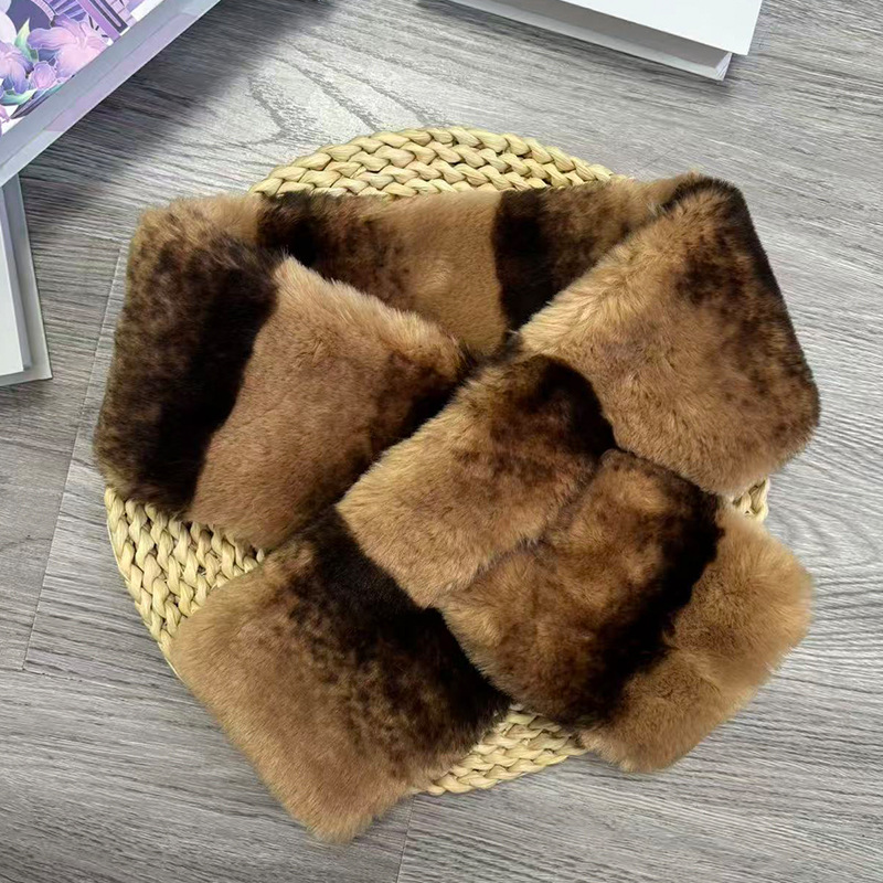 겨울 인조 렉스 래빗 퍼 넥워머 양면 도톰한 그라데이션 크로스 보온 목도
