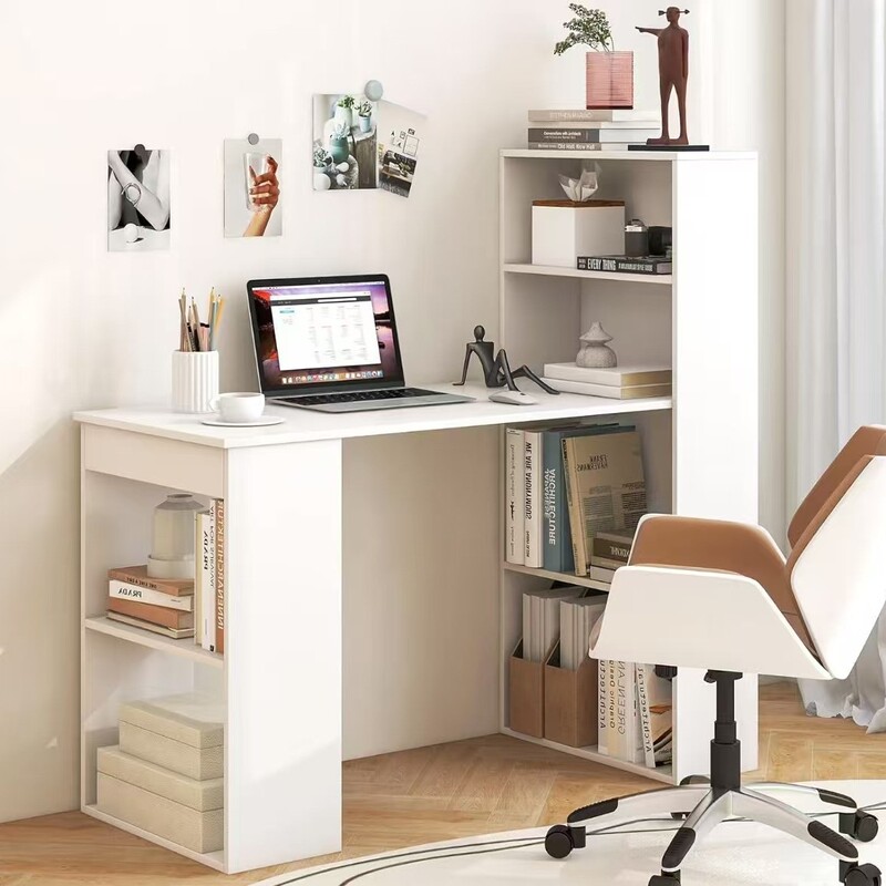 Cable Management Hole Laptop Desk, Table for Bedroom, Computer Workstation(White)