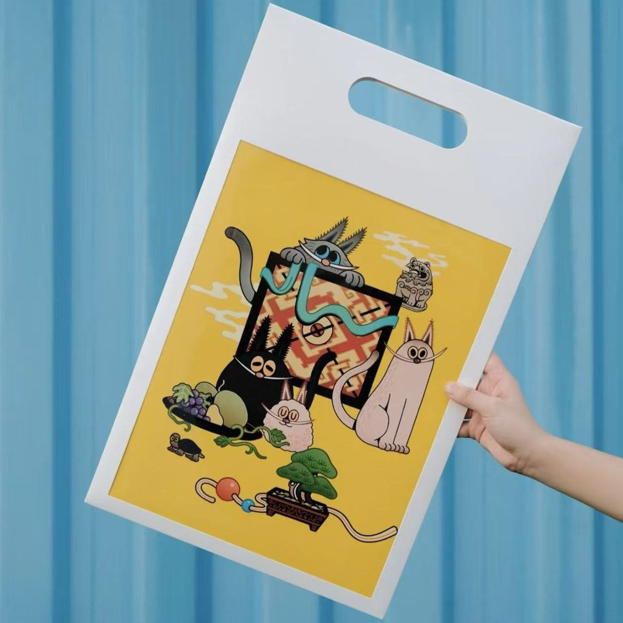 Illustration Handle Transparent Cardboard Bag Art Museum Display Commemorative Picture Folder Artwork A4B5A3 Packaging