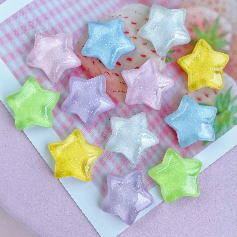 氷透五芒星キャンディー色樹脂星部品diy手作りクリームゴムアクセサリーヘアピン材料|undefined