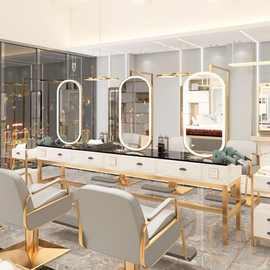 理发店镜台灯发廊美发镜化妆镜双面四面仿大理石面烫染桌专用