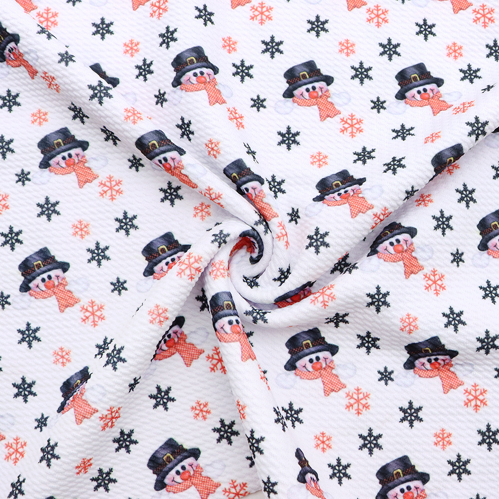 クリスマス雪花模様の薄いポリエステル綿や四面弾ニット生地のプリント生地手作りdiyシャツスカート服装生地