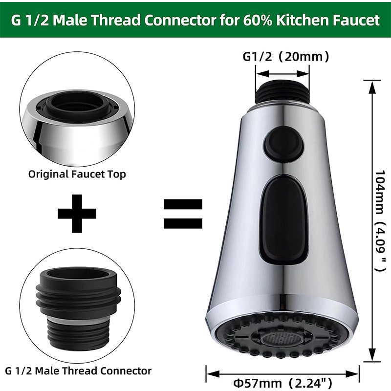 European and American accessories: pull-out faucet nozzle replacement head, cold and hot dual-purpose kitchen sink, expandable and versatile Application Scenario