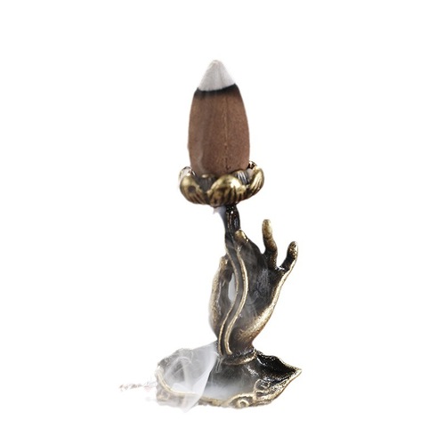 [Large quantity discount] Retro Brass Ornaments Buddha's Hand Backflow Incense Plug Pure Copper Lotus Incense Plug Indoor Home Ornaments