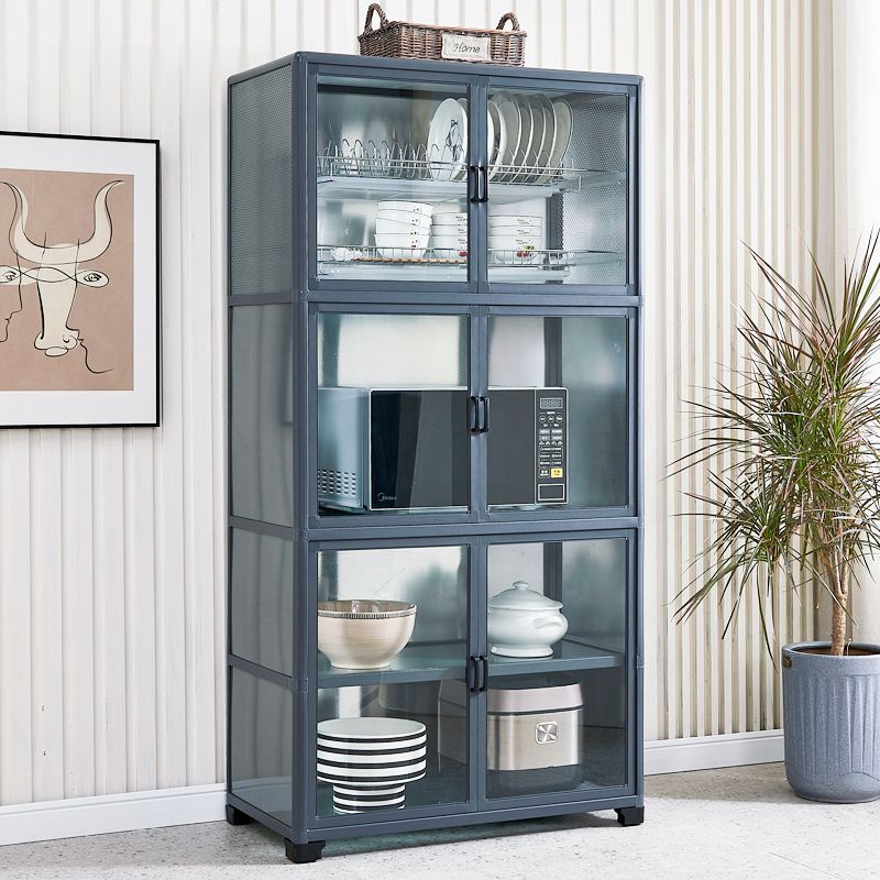 Kitchen Cupboard for Bowls, Aluminum Alloy Storage Cabinet with Door, Multi-Layer Storage Cabinet, Rural Household Storage Cabinet