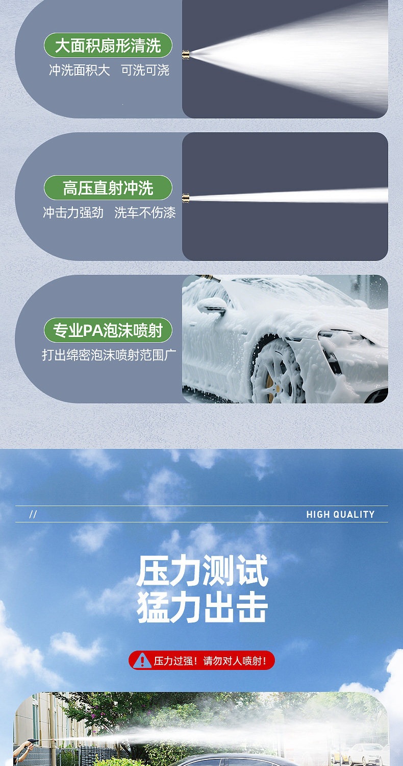 Suitable for car wash machines, 220V high-pressure water gun, household high-power portable car cleaning tool, water pump cleaning machine