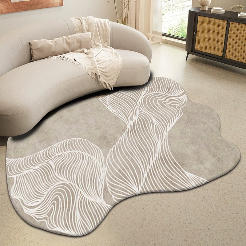 Nordic Instagram-style faux cashmere rug, uniquely shaped and extra-thick—perfect for living rooms and bedrooms, also ideal as a trendy floor mat for sofas and coffee tables.