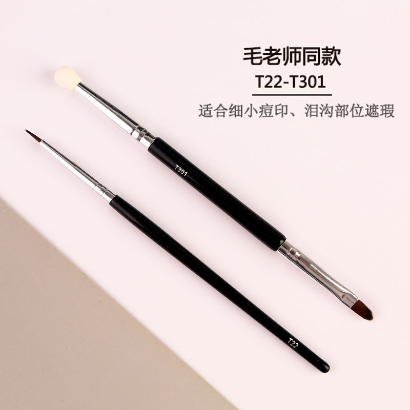 Internet Celebrity New T301 Double-Ended Concealer Brush Sponge Head T22 Eyeliner Concealer Brush Tear Trough Spots Cangzhou Makeup Brush