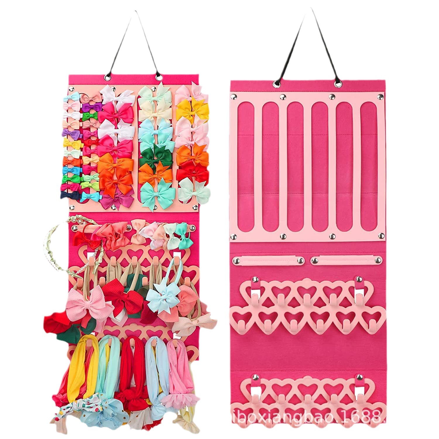 Amazon nuevo headwear almacenamiento bolsa colgante de fieltro joyería colgante organizador bolsa niños horquilla de almacenamiento bolsa colgante