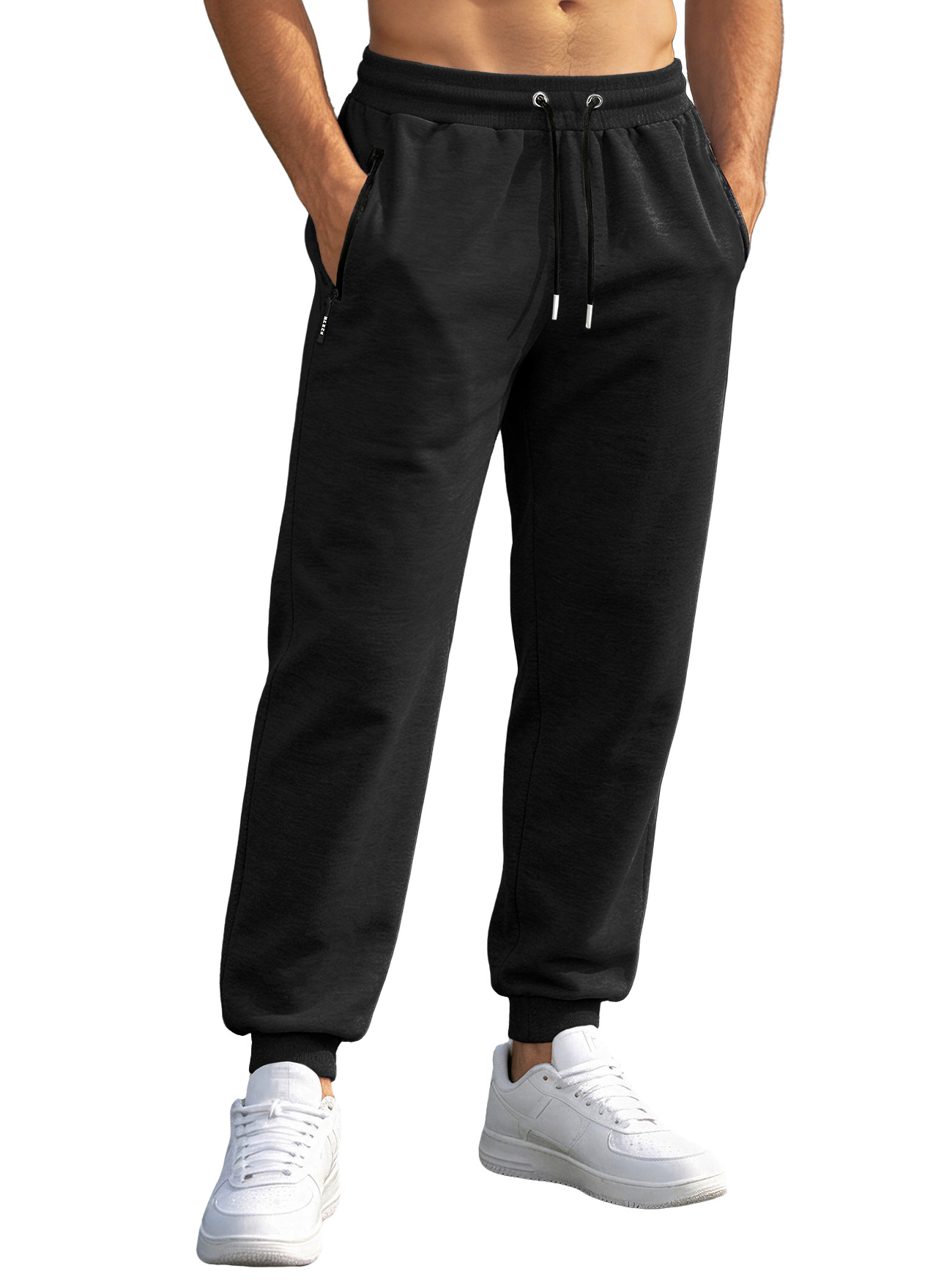 Amazon tamaño europeo pantalones deportivos de hombre pantalones casuales con cremallera, pantalones deportivos de color sólido para correr pantalones