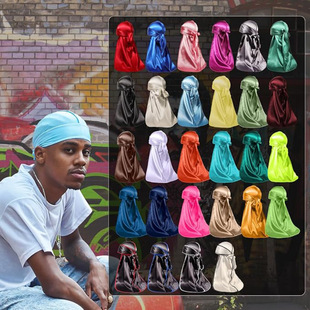 European and American Hot Selling Men's and Women's Silk Tape Hat Street Dance Riding Outdoor Tape Lace Light Cloth Long Tail Pirate Hat