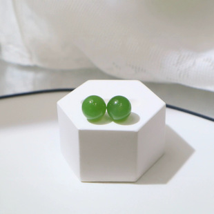 Jin Yutang Natural Hetian Jade Jasper Earrings Old Mineral 18k Gold Inlaid Yang Green Bright Color Jade Fine