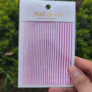 Cross-border Hot Girl Simple Solid Color Striped Nail Art Sticker 12 Color Laser Line Adhesive Self-adhesive Nail Patch