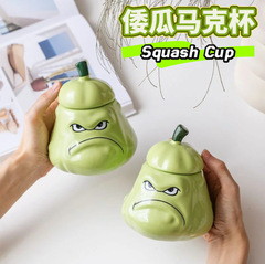 友人や親友への誕生日プレゼントとして面白いカボチャのマグカップを輸出します。蓋付きの面白いマグカップ、実用的なセラミックウォーターカップです。