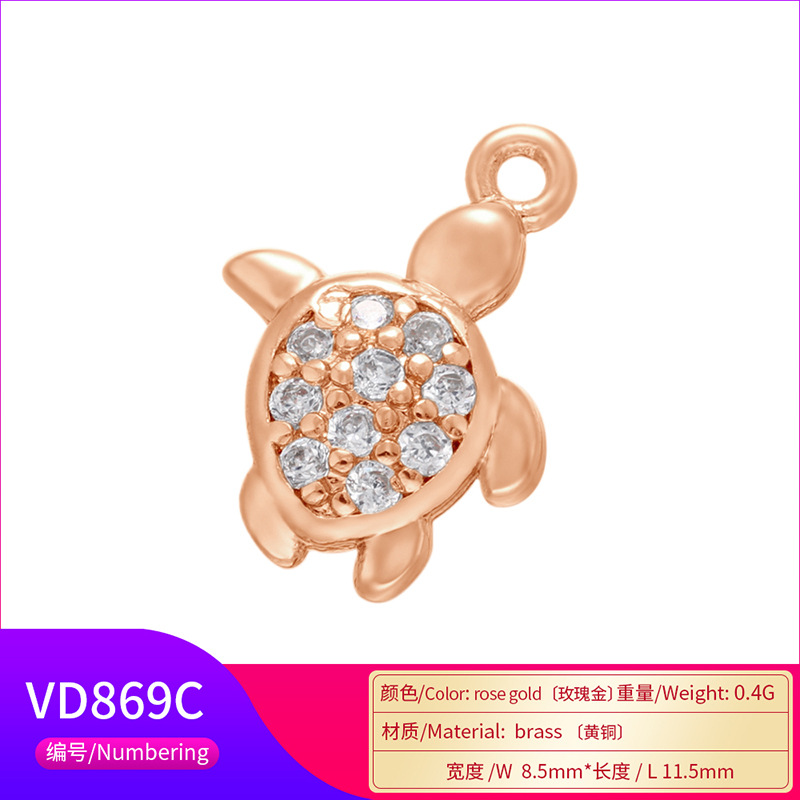 Wholesale Micro Inlaid White Zirconium Mini Turtle Pendant Doublewinwholesale display picture 3